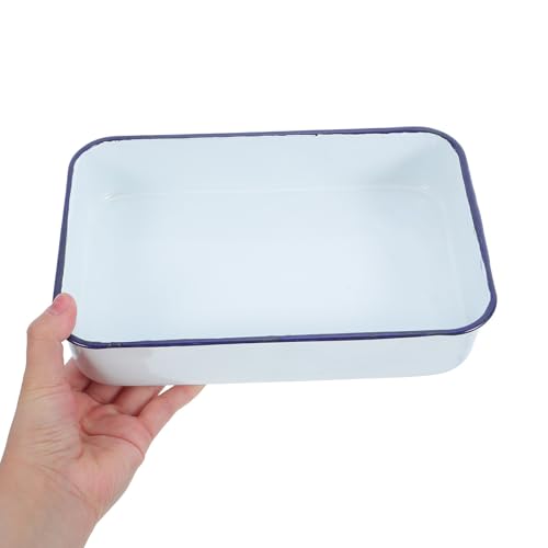 Bandeja rectangular de esmalte vintage para repostería casera 5