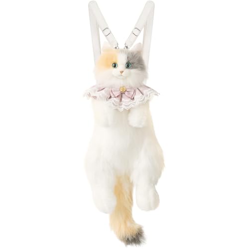 CHOBYNER Backpack Handbags-F, Multicolor, Tricolor Cat With Jk Grid Pink Scarf