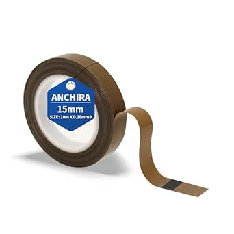 Cinta Teflon Adhesiva 15 mm x 10 m, Selladora Teflon Alta Temperatura, Cinta para Envasadora al Vac…