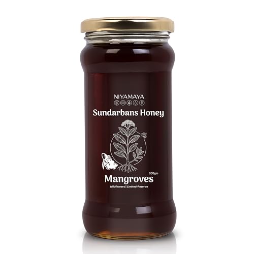 Image of NIYAMAYA Sundarban Mangorve Honey | Gi Tagged Wildforest- 500gm 100% Pure, Raw & Unprocessed | No Sugar Adulteration - LAB TESTED Honey from Mangrove Forest of Sundarbans- Untocuhed, Unheated