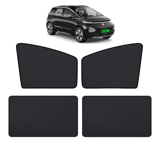 Image of Auto Hub Nylon Car Window Sunshade /Curtains Compatible with MG Windsor - Pack of 4, Windsor Sun Shade, Black