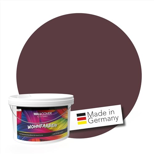 WALLCOVER hochwertige Wandfarbe für Innen | Rot Bordeaux | 2.5L für 20m² | Hochdeckende Innenfarbe Matt (Klasse 1) | Profi Qualität aus Deutschland