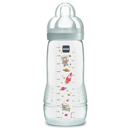 MAM Biberon Easy Active, con Tettarella Misura 3, Ergonomico, 4+ Mesi, 330 ml, Neutro
