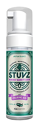 Stuvz Moisturizing Premium Hand Sanitizer, Better For You Ingredients, 200+ Foaming Pumps, Lavender Scent, 62% Alcohol (FDA Registered)