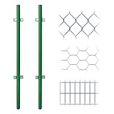 DOLEMODUO 4FT Heavy Duty Green Metal Garden Fence Posts (2-Pack) - for DIY Chicken Wire, Garden/Yard/Driveway/Farm Fence Stakes