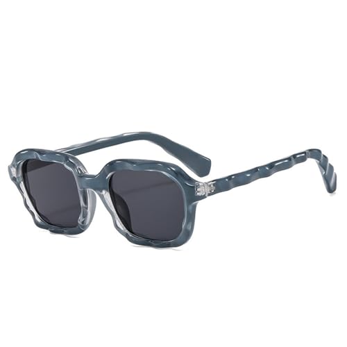 Lunettes de soleil à monture vague unique LVTFCO carrées vintage double couleur gris foncé