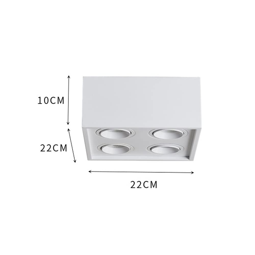 Apparecchio di illuminazione spot per camera da letto - Faretto da soffitto quadrato moderno orientabile a 4 fiamme - Attacco: GU10 max. 40 Watt, metallo bianco [Classe di efficienza energetica A++]