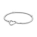 PANDORA Snake Chain Sterling Silver Bracelet With Heart Clasp, Size 17 cm