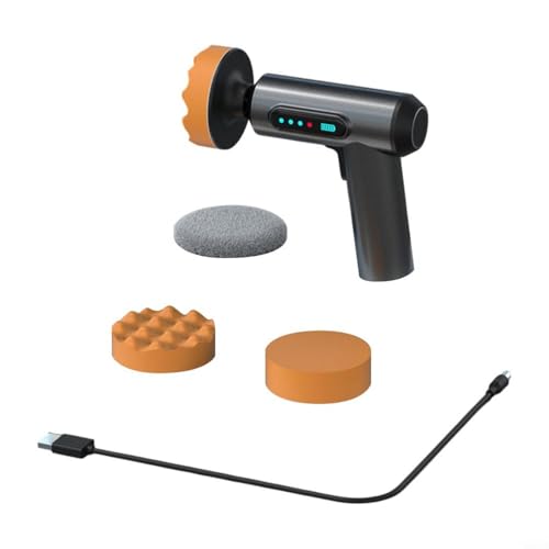 Aprilsunnyzone Pulidora portátil para coche, 20000 rpm, 3 almohadillas de pulido, motor de 80 W para pintura de vehículos, vidrio y pulido de suelos (inalámbrica)