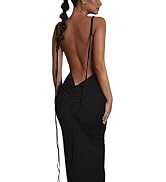 Loalirando Abito Lungo Maxi Donna Nero – Sexy Senza Schienale In Pizzo, Con Spacco, Aderente E Snellente, Perfetto Per Serate E Feste