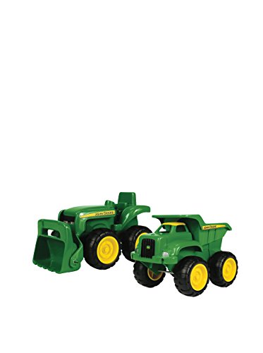 Tomy John Deere Lot de 2 véhicules à Sable | Camion et Tracteur | Jeu intérieur et extérieur | Jouets adaptés aux Tout-Petits | Chantier Amusant dans Le bac à Sable