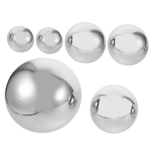 GANAZONO Stainless Steel Gazing Balls Set of 6 Reflective Sphere Balls for Garden Decor Mirrorlike Surface