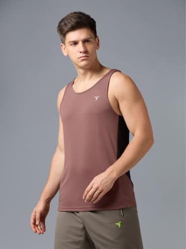 Image of TECHNOSPORT Men's Solid Slim Fit Scoop Neck Sports Innerwear Vest with TECHNOCOOL+ Quick Dry Anti Odour Anti Microbial 2 Way Stretch Soft & Smooth Activewear