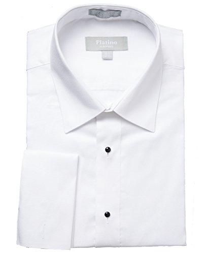 Marquis Platino De 1700R Men's Regular Fit French Cuff Tuxedo Shirt - White - 14.5 2-3