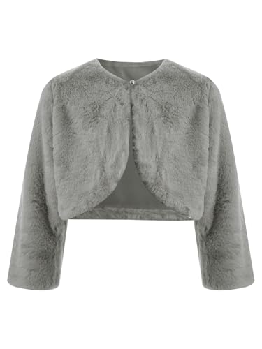 Faux Fur Coats for Kids Girls Bolero Shrug Long Sleeve Warm Cardigan Tops