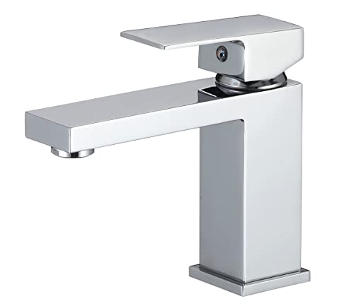 VALAZ Rubinetto Bagno Lavabo Cromo | Miscelatore Lavabo Bagno Acqua Fredda e Calda, Risparmio Acqua | Installazione Facile e Veloce | Ottone, Inossidabile, Elegante, Quadrato, Serie Segura