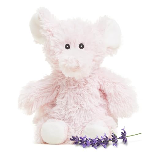 warmies Junior Microwavable & Weighted Stuffed Animals, Pink Elephant - Heated Stuffed Animal Plushie for Warmth & Comfort - Cute Soft Plush Toys for Adults & Children (Boys, Girls, Babies & Toddlers)