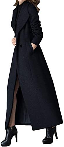 Women's Charming Long Wool Trench Coat Winter Double Breasted Cla...