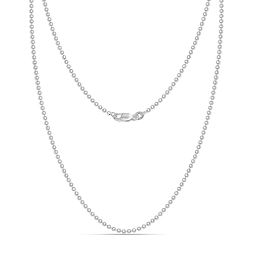 LeCalla 925 Sterling Silver Italian Jewelry Trendy Gift 1.2 MM, 1.50 MM, 2 MM, 3 MM Diamond-Cut Ball Chain Necklace for Teen Women with Lobster Clasp (16, 18, 20, 22, 24 Inches)