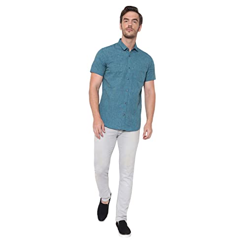 Image of LATEST CHIKAN Men's Cotton Blend Textured Half Sleeves Shirt