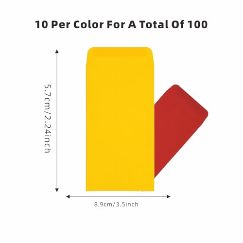 Mini-Umschläge, 5,7 x 8,9 cm, 10 Farben, 100 Stück