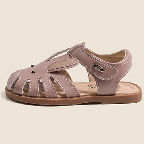 Image of WUIWUIYU Toddlers Little Girls T-Strap Hook&Loop Dress Strawberry Summer Shoes Closed Toe Carrot Sandals