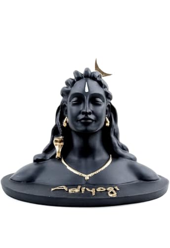 Image of Black Resin Adiyogi Shiva Statue for Car Dashboard| Adiyogi Statue for Home Decor Pooja Room Office| Mahadev Murti Lord Shiva Idol Gift for Diwali Maha Shivratri Birthday (Yogi-01)