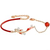 Pulsera con dije de koi y cordón rojo dibujado de símbolos de vitalidad y progreso honrados por el tiempo
