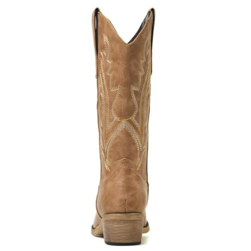 Image of Cowboy Boots for Women, Cowgirl Boots with Embroidered and Chunky Heel, Ideal for Daily Wear and Country Fashion