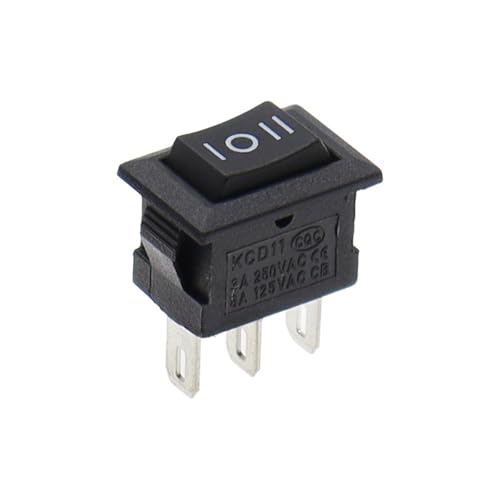 Interruptores basculantes KCD11 3 pines ON-OFF-ON mini pulsadores 10x15 mm CA 250V 100 uds