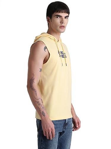Image of JACK & JONES Men's Cotton Typography Regular Fit Hooded T-Shirt