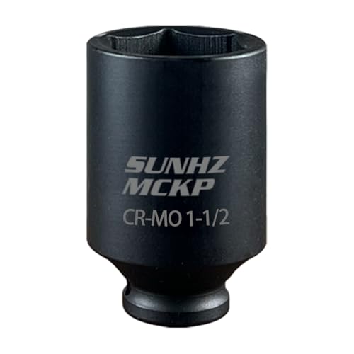 Image of SUNHZMCKP 1 /2 Inch Drive Deep Impact Socket, SAE 1-1 /2 Inch Socket, 6 Point | Large Sockets, 6 Point Axle Nut Socket for Easy Removal of Axle Shaft Nuts, CR-MO