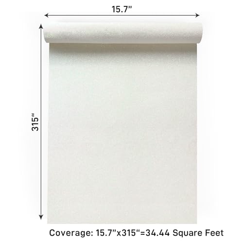 VaryPaper 15.7''x315'' Off White Glitter Peel and Stick Wallpaper White Glitter Contact Paper for Walls Mirror Frame Border Removable Self Adhesive Sparkle Wall Paper for Bedroom Bathroom by VaryPaper - Used condition - Image 7