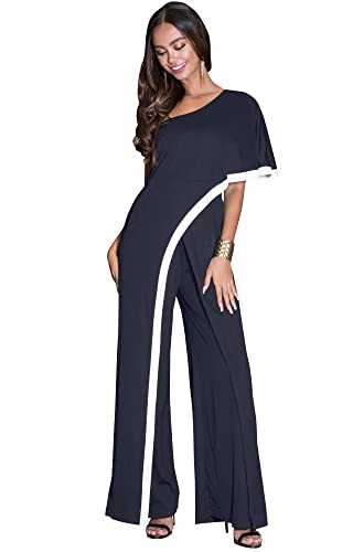 Image of KOH KOH Womens 2026 One Off Shoulder Asymmetric Long Pant Jumpsuit Romper