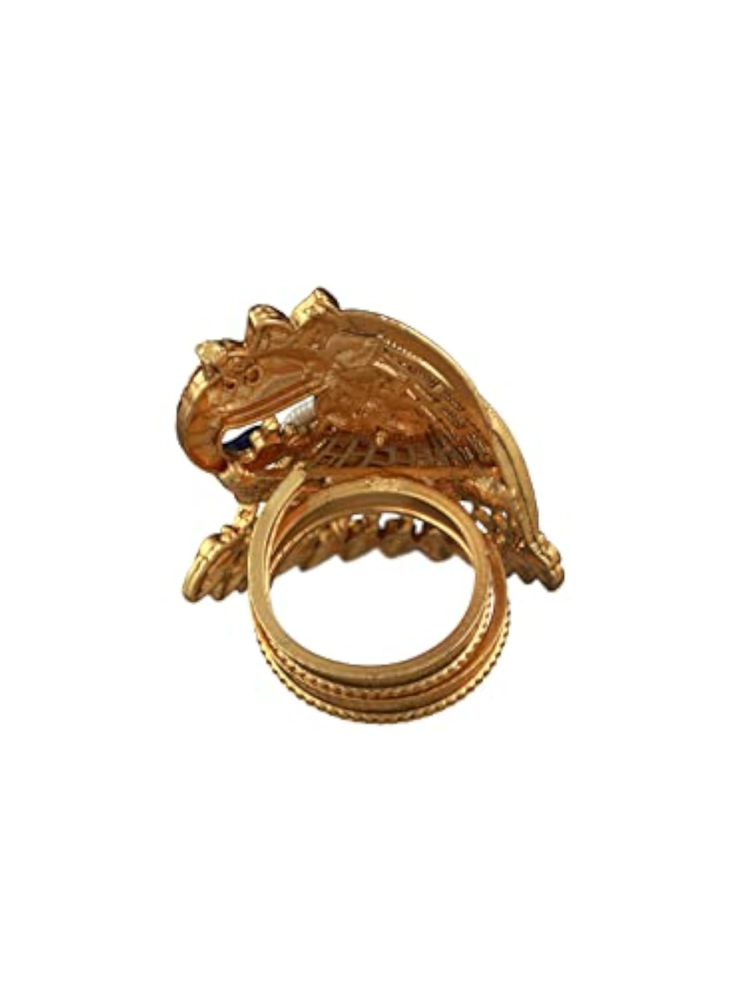 Multicolor Studded Peacock Floral Plated Ring, Statement Piece