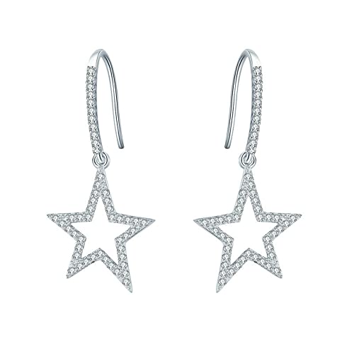 Boucles d'oreilles pendantes étoile en argent sterling et zircone pour femme