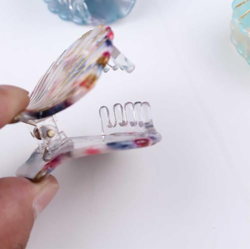 Pinza para cabello con diseño mármol en resina blanco miniatura 6