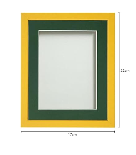 Frame Company Jellybean Range Mustard Yellow Wooden 9x7 inch Picture Photo Frame with Bottle Green Mount for Image 7x5 inch * Choice of Colours & Sizes* Fitted with Perspex - Image 2
