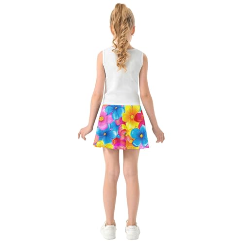 Girls' Shorts Athletic Skorts Toddlers Tennis Skirts Toddler Flowy Skort Floral Vibrant Colorful Flowers 3t4