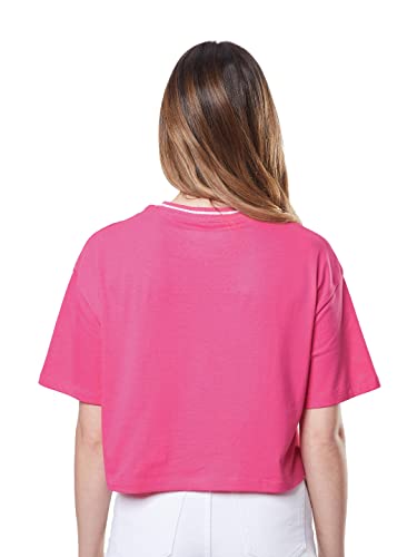 Image of The Souled Store|Official Popeye: Try and Stop Me Women and Girls T-Shirts|Half Sleeve|Loose Fit Graphic Printed|Round Neck 100% Cotton Pink Women Oversized Crop Tops