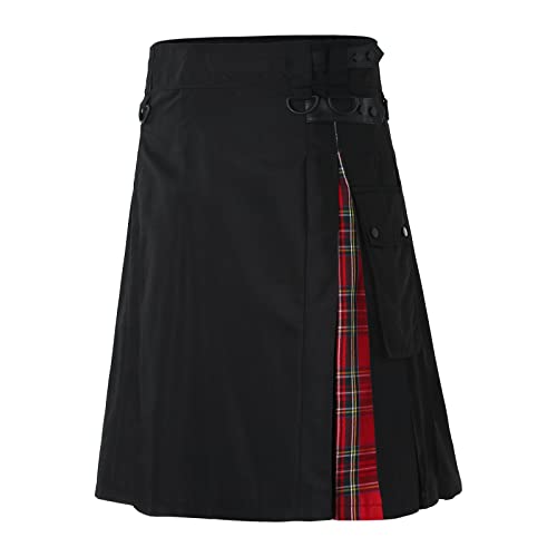 Schottland Rock Herren Vintage Kilt Gothic Punk Mode Kendo Taschenröcke Schottische Kleidung Plaid Faltenrock Neu