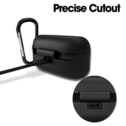 Sounce Silicone Protective Case Cover for Boat Airdopes 121v2 / Boat Airdopes 121, Anti Fall Anti Dust, with Hook Earphone Case – Black (Case Cover Only)