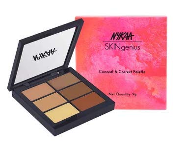 NykaaSKINgenius Conceal and Correct Palette is designed to neutralize and correct skin discoloration, providing long-lasting coverage for dark spots, circles, and blemishes - Light (9 gm).