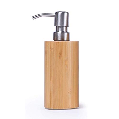 Dispenser quadrato per disinfettante per le mani, bottiglia in legno con pompa a pressione manuale, elegante dispenser di sapone per cucina e bagno, design ecologico