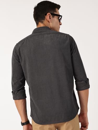 Image of Thomas Scott Men's | Solid | Full Sleeve | Slim Fit | Polyester-Blend | Button Down | Casual Shirt