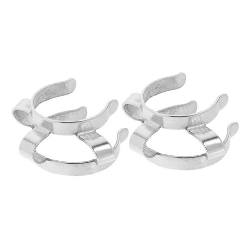 SOLUSTRE 2pcs Stainless Steel Clip Clips for Labs Small Clip Parts Laboratory Clips Stainless Steel Labs Clamps Mounting Clips for Glass Taper Joints Clip Joints Clamps Silver