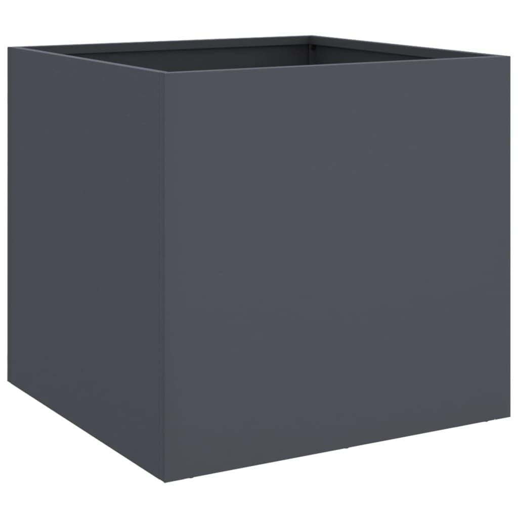 Steel Planter-Anthracite Rectangular Flower Box for Garden/Patio Decor 19.3"x18.5"x18.1" Cold-Rolled Steel with Sturdy Frame DIY Outdoor