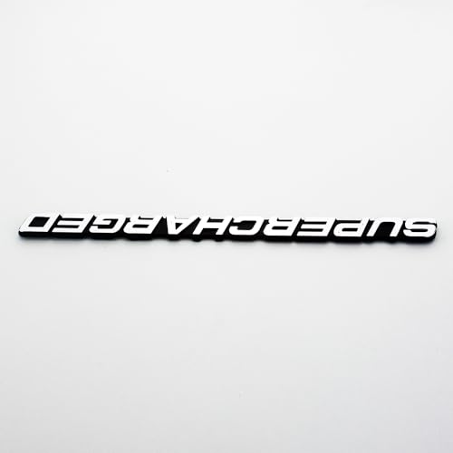 Image of 2Pc Supercharged Emblem Aluminum Sticker Decal Nameplate Badge Double Tape for Cars, Trucks (Chrome)