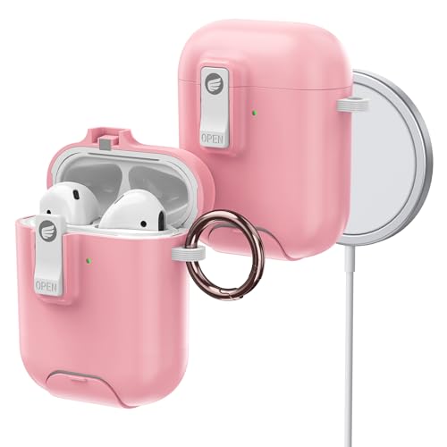 ORICO AirPods 2/1 Case, Slim Silicone Cover with Carabiner, Wireless Charging Compatible for Apple AirPods 1st & 2nd Gen-CP312-PK