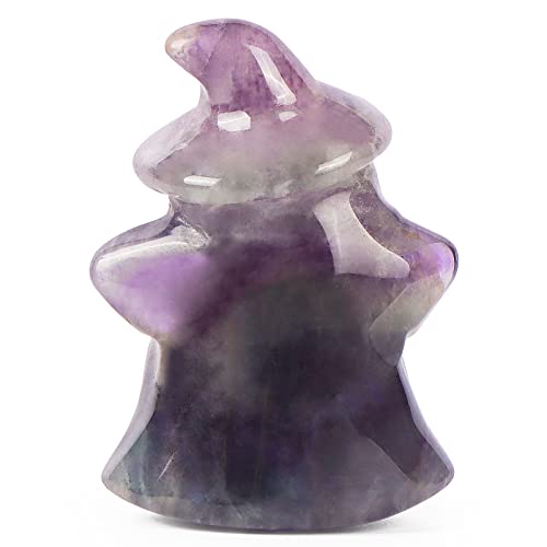 Hxswkk 2 Inch Rainbow Fluorite Crystal Witch Figurine Hand Carved Ghost Statue Decorations Party Gifts #TOP2